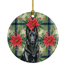 Load image into Gallery viewer, Belgian Sheepdog Groenendael Christmas PoinsettIas Ceramic Ornament