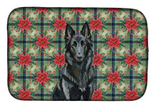 Load image into Gallery viewer, Belgian Sheepdog Groenendael Christmas PoinsettIas Dish Drying Mat