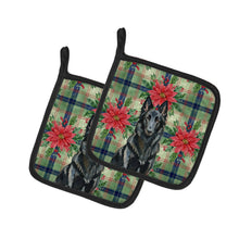 Load image into Gallery viewer, Belgian Sheepdog Groenendael Christmas PoinsettIas Pair of Pot Holders