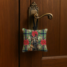 Load image into Gallery viewer, Belgian Tervuren Christmas PoinsettIas Hanging Square Fabric Ornament 3.5 x 3.5