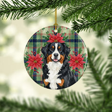 Load image into Gallery viewer, Bernese Mountain Dog Christmas PoinsettIas Ceramic Ornament