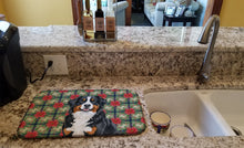 Load image into Gallery viewer, Bernese Mountain Dog Christmas PoinsettIas Dish Drying Mat