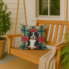 Load image into Gallery viewer, Bernese Mountain Dog Christmas PoinsettIas Throw Pillow