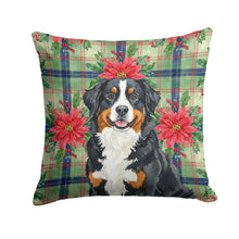 Load image into Gallery viewer, Bernese Mountain Dog Christmas PoinsettIas Throw Pillow