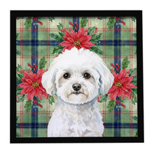 Load image into Gallery viewer, Bichon Frise Christmas PoinsettIas Framed Metal Print