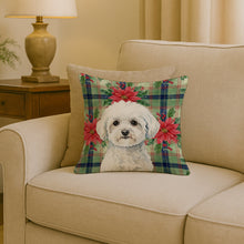 Load image into Gallery viewer, Bichon Frise Christmas PoinsettIas Throw Pillow