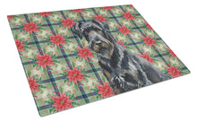 Load image into Gallery viewer, Black Russian Terrier Christmas PoinsettIas Glass Cutting Board
