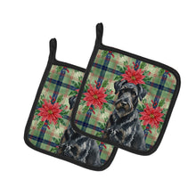 Load image into Gallery viewer, Black Russian Terrier Christmas PoinsettIas Pair of Pot Holders