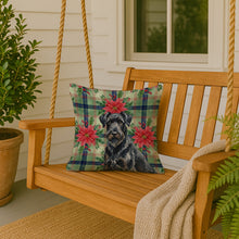 Load image into Gallery viewer, Black Russian Terrier Christmas PoinsettIas Throw Pillow