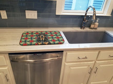 Load image into Gallery viewer, Black and Tan Bloodhound Christmas PoinsettIas Dish Drying Mat