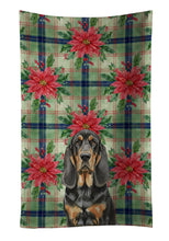 Load image into Gallery viewer, Black and Tan Bloodhound Christmas PoinsettIas Kitchen Towel