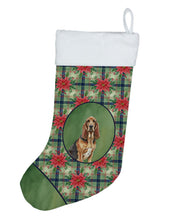 Load image into Gallery viewer, Liver and Tan Bloodhound Christmas PoinsettIas Holiday Stocking