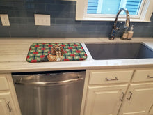 Load image into Gallery viewer, Liver and Tan Bloodhound Christmas PoinsettIas Dish Drying Mat
