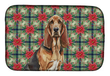 Load image into Gallery viewer, Liver and Tan Bloodhound Christmas PoinsettIas Dish Drying Mat