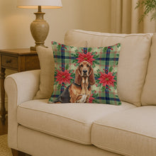 Load image into Gallery viewer, Liver and Tan Bloodhound Christmas PoinsettIas Throw Pillow