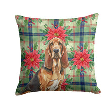 Load image into Gallery viewer, Liver and Tan Bloodhound Christmas PoinsettIas Throw Pillow