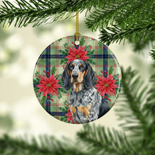 Load image into Gallery viewer, Bluetick Coonhound Christmas PoinsettIas Ceramic Ornament