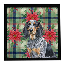 Load image into Gallery viewer, Bluetick Coonhound Christmas PoinsettIas Framed Metal Print