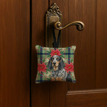 Load image into Gallery viewer, Bluetick Coonhound Christmas PoinsettIas Hanging Square Fabric Ornament 3.5 x 3.5