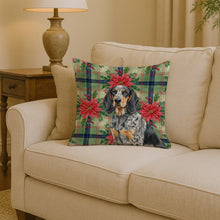 Load image into Gallery viewer, Bluetick Coonhound Christmas PoinsettIas Throw Pillow
