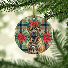 Load image into Gallery viewer, Brindle Boerboel Christmas PoinsettIas Ceramic Ornament
