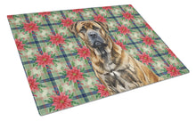 Load image into Gallery viewer, Brindle Boerboel Christmas PoinsettIas Glass Cutting Board