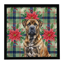 Load image into Gallery viewer, Brindle Boerboel Christmas PoinsettIas Framed Metal Print