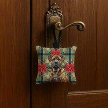 Load image into Gallery viewer, Brindle Boerboel Christmas PoinsettIas Hanging Square Fabric Ornament 3.5 x 3.5