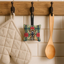Load image into Gallery viewer, Brindle Boerboel Christmas PoinsettIas Hanging Square Fabric Ornament 3.5 x 3.5
