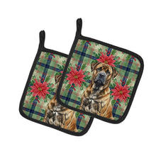 Load image into Gallery viewer, Brindle Boerboel Christmas PoinsettIas Pair of Pot Holders