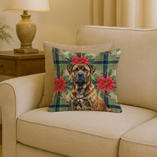 Load image into Gallery viewer, Brindle Boerboel Christmas PoinsettIas Throw Pillow