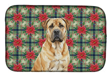Load image into Gallery viewer, Fawn Boerboel Christmas PoinsettIas Dish Drying Mat