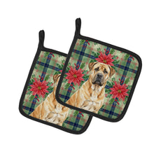 Load image into Gallery viewer, Fawn Boerboel Christmas PoinsettIas Pair of Pot Holders