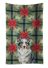 Load image into Gallery viewer, Blue Merle Border Collie Christmas PoinsettIas Kitchen Towel
