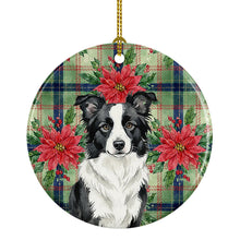 Load image into Gallery viewer, Border Collie Christmas PoinsettIas Ceramic Ornament