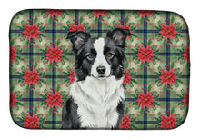 Load image into Gallery viewer, Border Collie Christmas PoinsettIas Dish Drying Mat