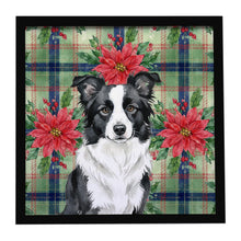 Load image into Gallery viewer, Border Collie Christmas PoinsettIas Framed Metal Print