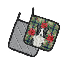Load image into Gallery viewer, Border Collie Christmas PoinsettIas Pair of Pot Holders