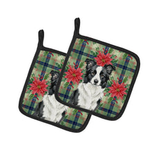 Load image into Gallery viewer, Border Collie Christmas PoinsettIas Pair of Pot Holders
