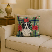 Load image into Gallery viewer, Border Collie Christmas PoinsettIas Throw Pillow