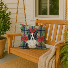 Load image into Gallery viewer, Border Collie Christmas PoinsettIas Throw Pillow
