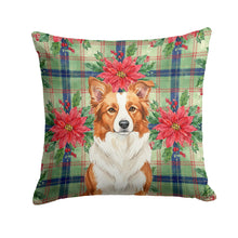 Load image into Gallery viewer, Red and White Border Collie Christmas PoinsettIas Throw Pillow