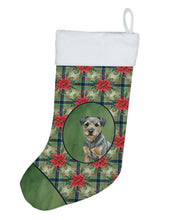 Load image into Gallery viewer, Blue and Tan Border Terrier Christmas PoinsettIas Holiday Stocking