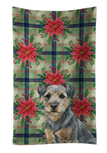 Load image into Gallery viewer, Blue and Tan Border Terrier Christmas PoinsettIas Kitchen Towel