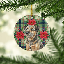 Load image into Gallery viewer, Grizzle and Tan Border Terrier Christmas PoinsettIas Ceramic Ornament