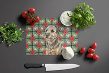 Load image into Gallery viewer, Grizzle and Tan Border Terrier Christmas PoinsettIas Glass Cutting Board