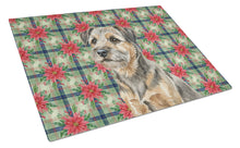Load image into Gallery viewer, Grizzle and Tan Border Terrier Christmas PoinsettIas Glass Cutting Board