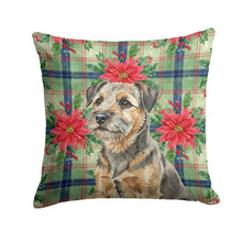 Load image into Gallery viewer, Grizzle and Tan Border Terrier Christmas PoinsettIas Throw Pillow