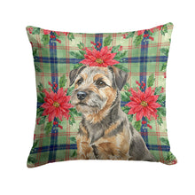 Load image into Gallery viewer, Grizzle and Tan Border Terrier Christmas PoinsettIas Throw Pillow