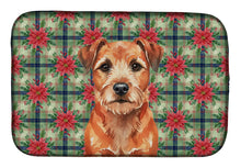 Load image into Gallery viewer, Red Border Terrier Christmas PoinsettIas Dish Drying Mat